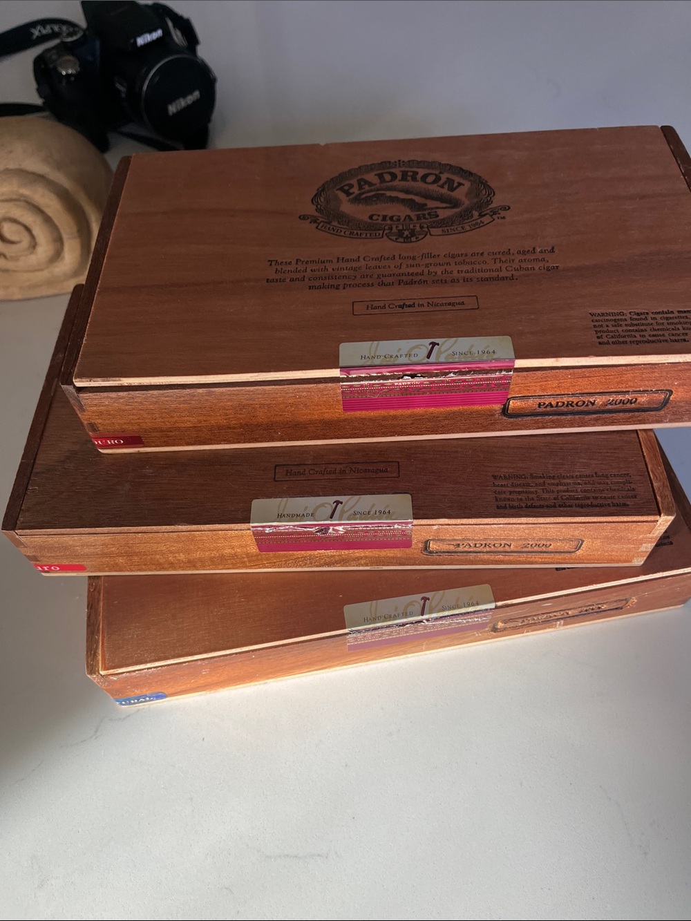 Padron Wooden Cigar Boxes with Red Label Accents